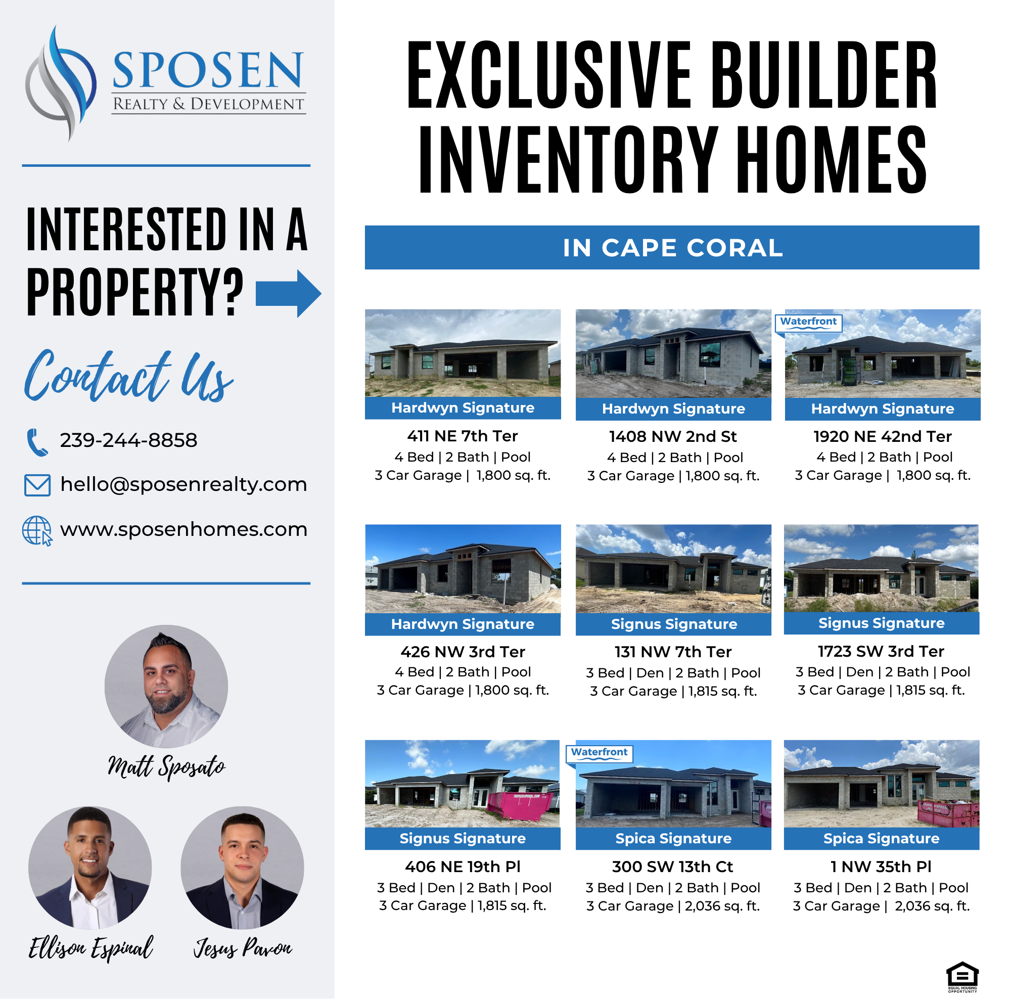 Exclusive Builder Inventory Homes