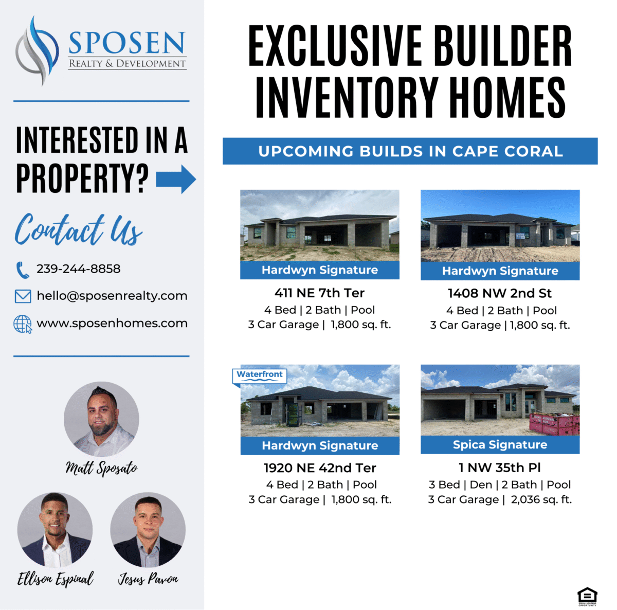 Exclusive Builder Inventory Homes - Sposen Homes